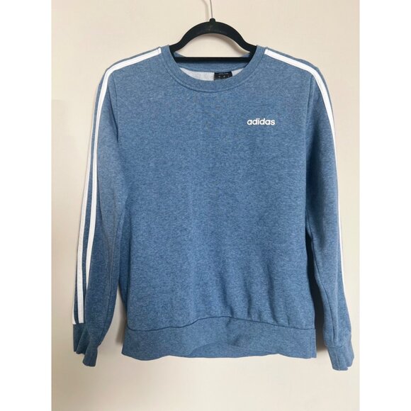 Adidas Light Blue Striped Sleeve Sweatshirt - Size Medium - Picture 3 of 6